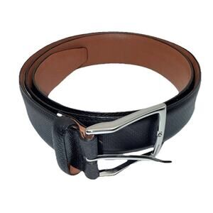 Men’s Saks Fifth Ave Black French Leather Belt 36 Handcrafted In Canada